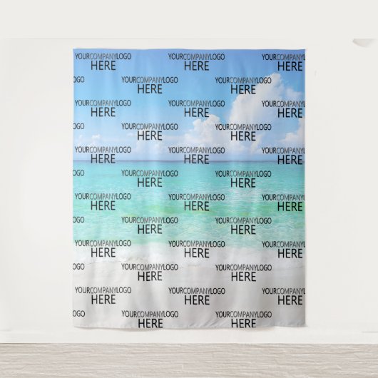 Beach Custom Business Logo Step & Herhaal achtergr Wandkleed (Voorkant)