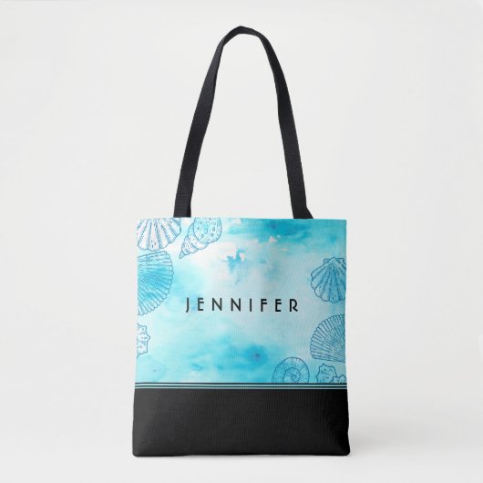 Beach Custom Name Tote Bag (Voorkant)