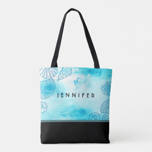 Beach Custom Name Tote Bag (Achterkant)
