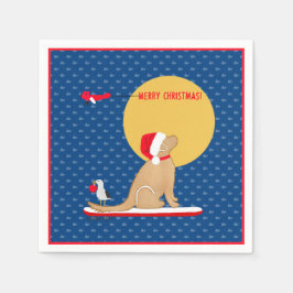 Beach dag walvissen surfen gouden Santa hond serve Servet