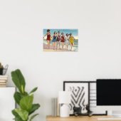 Beach dames in zwempakken Poster (Thuiskantoor)