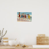Beach dames in zwempakken Poster (Keuken)