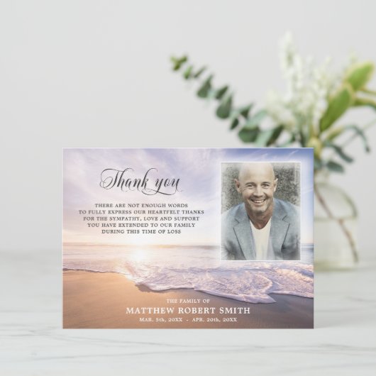 Beach Dank u voor uw sympathie voor de begrafenish Bedankkaart (Staand voorkant)