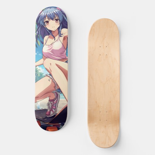 Beach Day Anime Skateboard Deck (Voorkant)