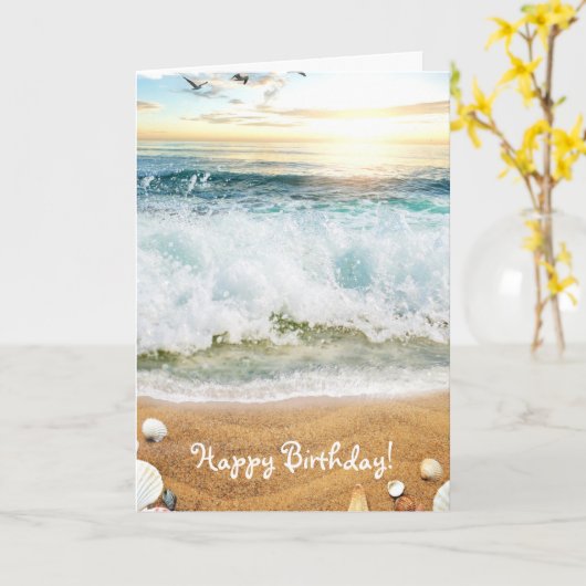 BEACH DAY BIRTHDAY KAART (Gele Bloem)