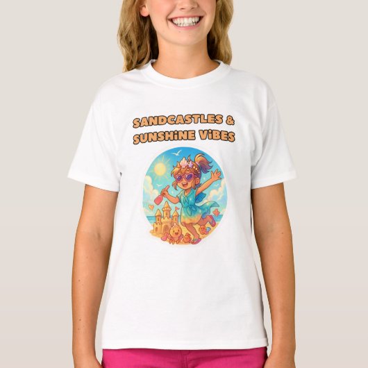 Beach Day cartoon Girls shirt (Voorkant)