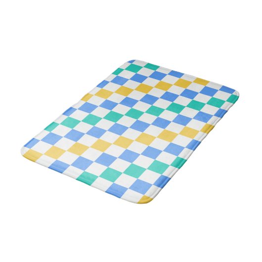 Beach day diagonal checkerboard pattern badmat (Gekanteld)