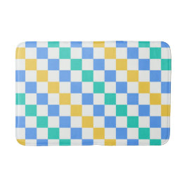 Beach day diagonal checkerboard pattern badmat