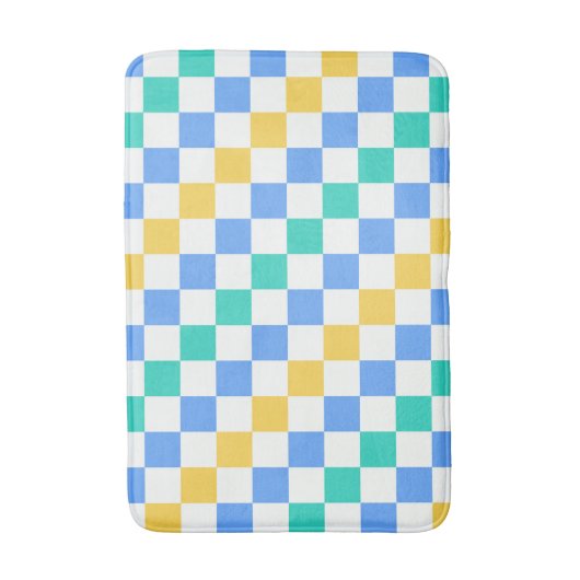 Beach day diagonal checkerboard pattern badmat (Voorkant Verticaal)