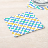 Beach day diagonal checkerboard pattern kartonnen onderzetters (Schuin)