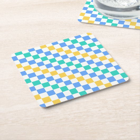 Beach day diagonal checkerboard pattern kartonnen onderzetters (Schuin)