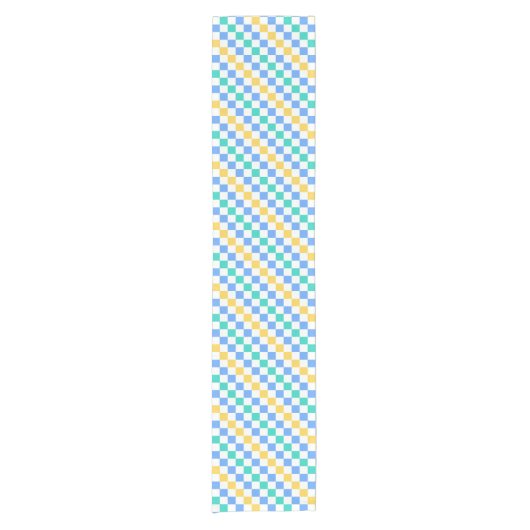 Beach day diagonal checkerboard pattern korte tafelloper (Voorkant)