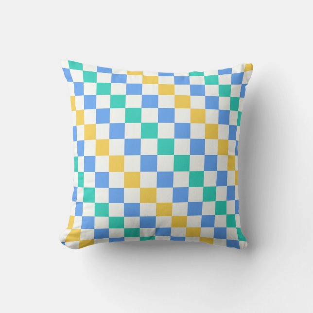 Beach day diagonal checkerboard pattern kussen (Voorkant)