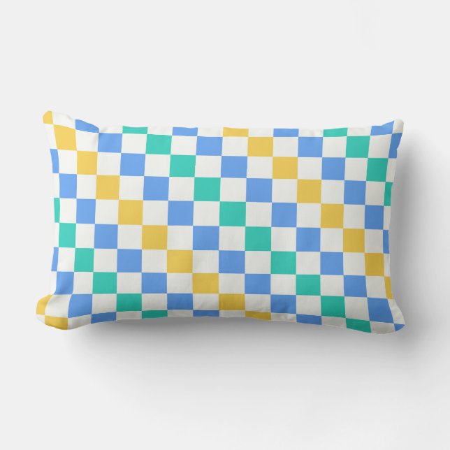 Beach day diagonal checkerboard pattern kussen (Voorkant)