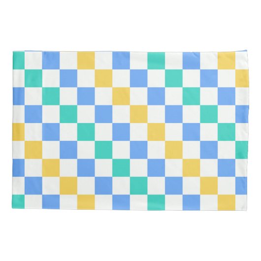 Beach day diagonal checkerboard pattern kussensloop (Achterkant-Links)