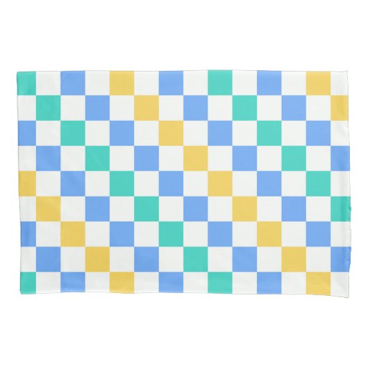 Beach day diagonal checkerboard pattern kussensloop (Voorkant-Links)