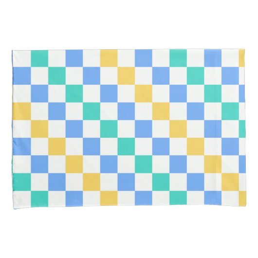 Beach day diagonal checkerboard pattern kussensloop (Voorkant-Rechts)