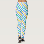 Beach day diagonal checkerboard pattern leggings (Achterkant)