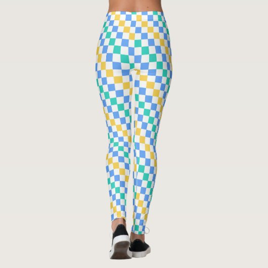 Beach day diagonal checkerboard pattern leggings (Achterkant)