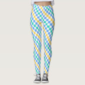 Beach day diagonal checkerboard pattern leggings (Voorkant)