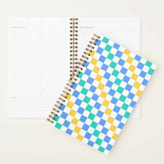 Beach day diagonal checkerboard pattern planner (Display)
