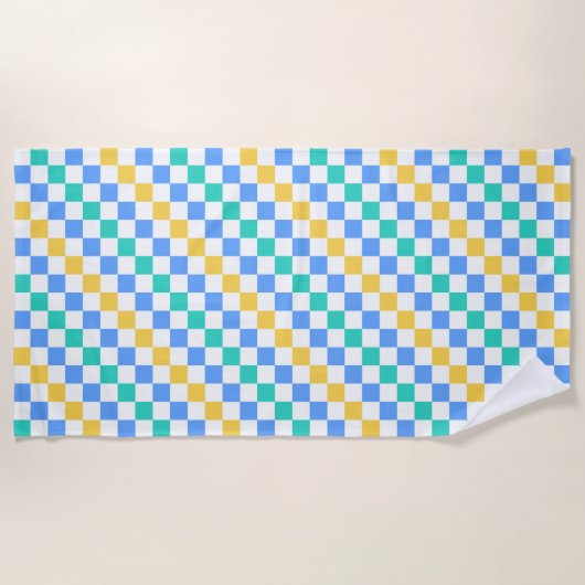 Beach day diagonal checkerboard pattern strandlaken (Voorkant)