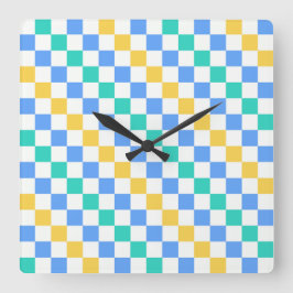 Beach day diagonal checkerboard pattern vierkante klok