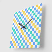 Beach day diagonal checkerboard pattern vierkante klok (Hoek)