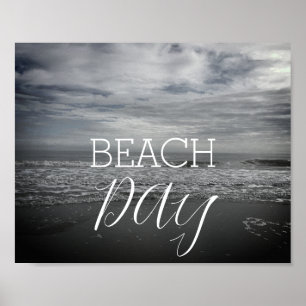 Beach Day Foto van Cloudy Fog Foggy Sky Poster