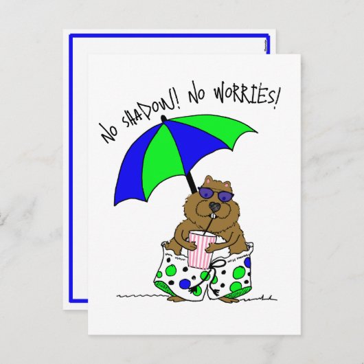 Beach Day Groundhog Feestdagenkaart (Voorkant / Achterkant)