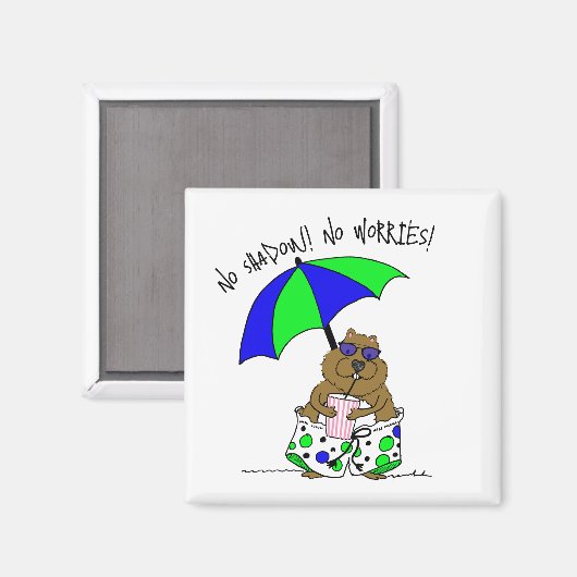 Beach Day Groundhog Magneet (Voorkant / Achterkant)