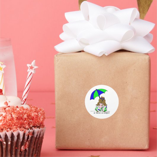 Beach Day Groundhog Ronde Sticker (Feest)