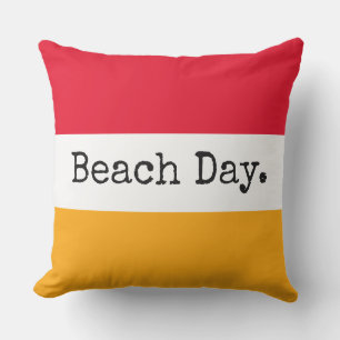 BEACH DAY Leuk Helder Rood Geel Wit Strepen Buitenkussen