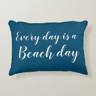 Beach Day Navy Script Beach Accent Pillow Kussen