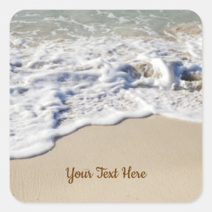Beach Day Ocean Waves Aangepaste tekst Vierkante Sticker