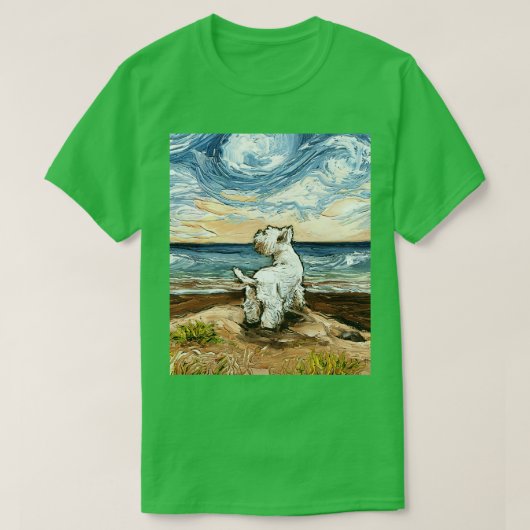 Beach Day Westie T-shirt (Design voorkant)