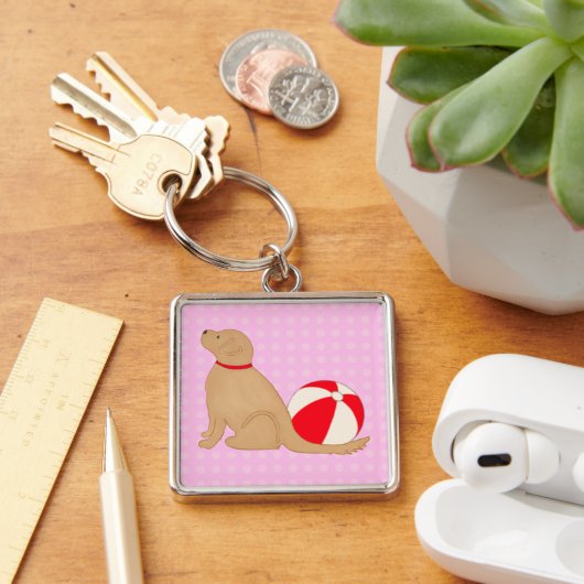 Beach Days Dog Candy Cotton Pink Key Chain Silver Sleutelhanger (Bureau)