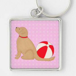 Beach Days Dog Candy Cotton Pink Key Chain Silver Sleutelhanger