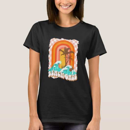 Beach Daze Palm Treves Waves Retro Beach De T-shirt (Voorkant)