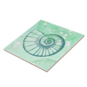 Beach Decor Spiral Seashell Blue Waterverf Tegeltje (Zijkant)