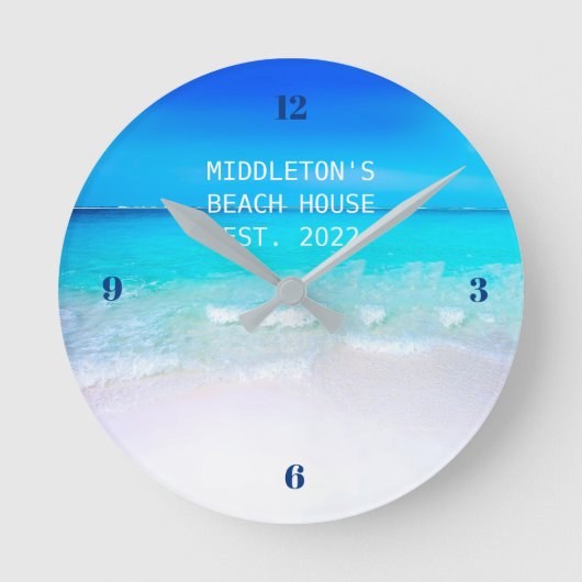 Beach Decor Zee Ocean Blue Summer Sun Ronde Klok (Voorkant)