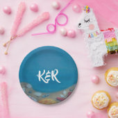 Beach deep blue bruiloft papieren bordje (Feest)