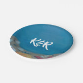 Beach deep blue bruiloft papieren bordje (Gekanteld)