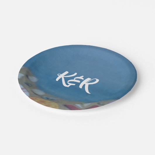 Beach deep blue bruiloft papieren bordje (Gekanteld)