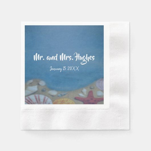 Beach deep blue bruiloft servetten (Voorkant)