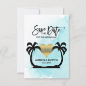 BEACH Destination Aqua Palms Wedding SAVE THE DATE Aankondiging (Voorkant)