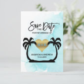 BEACH Destination Aqua Palms Wedding SAVE THE DATE Aankondiging (Staand voorkant)