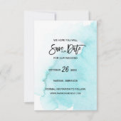 BEACH Destination Aqua Palms Wedding SAVE THE DATE Aankondiging (Achterkant)