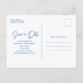 Beach Destination Blue Wedding Save the Date Aankondigingskaart (Achterkant)