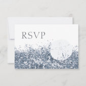 Beach Destination Blue Whimsical RSVP-kaart RSVP Kaartje (Voorkant)